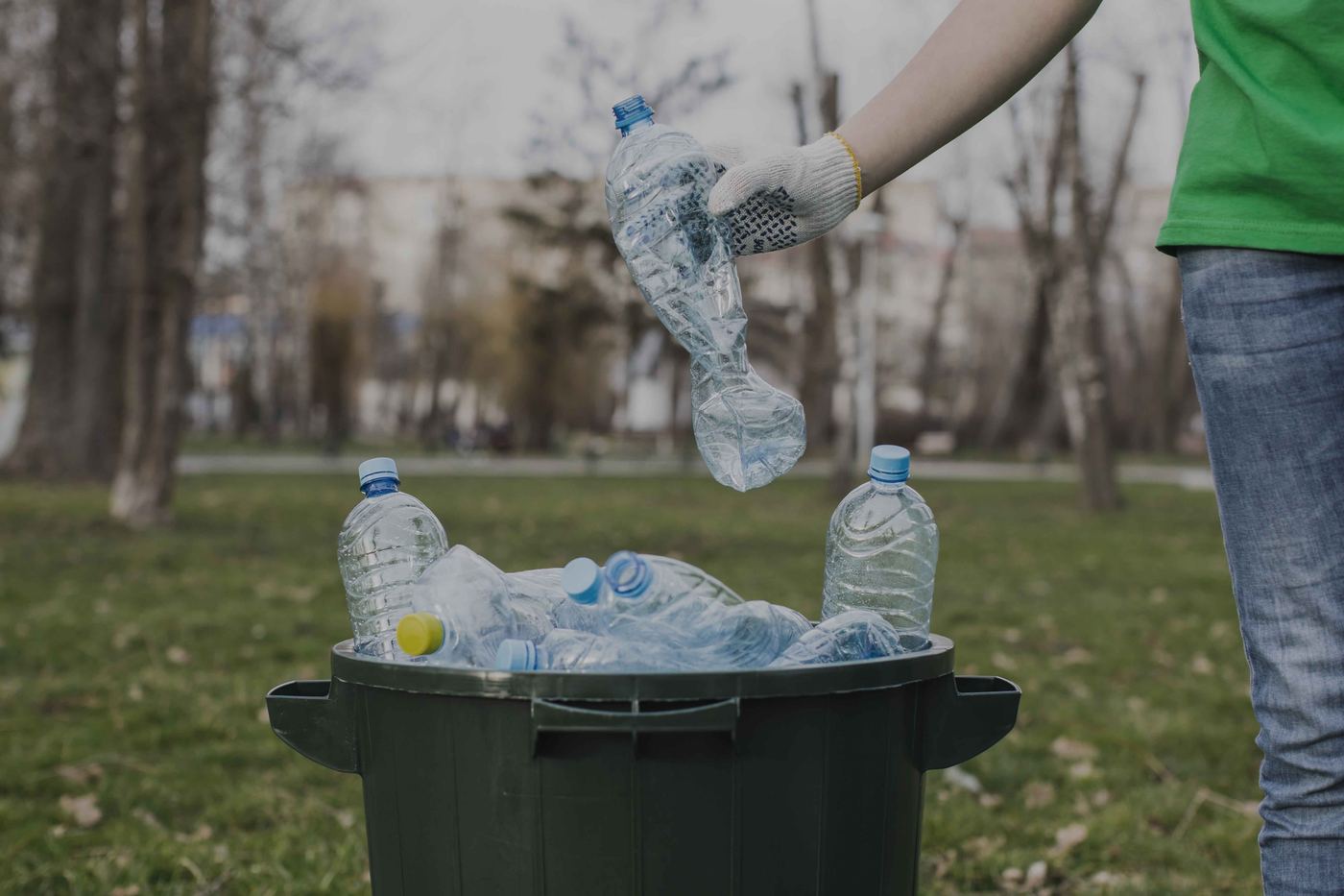 PET water and soda bottles for recycling
