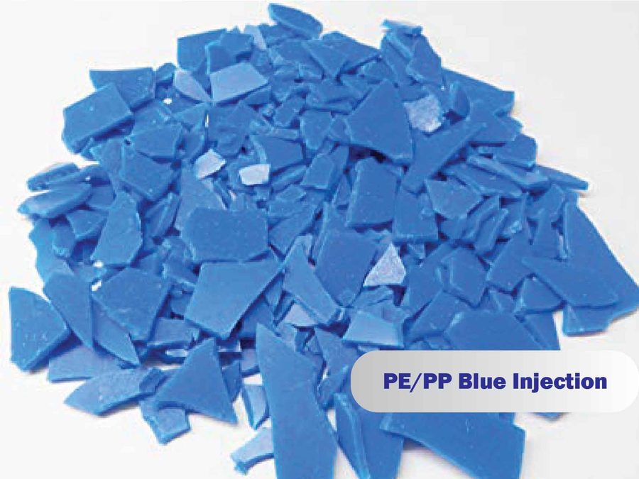 Blue injection grade recycled plastic
