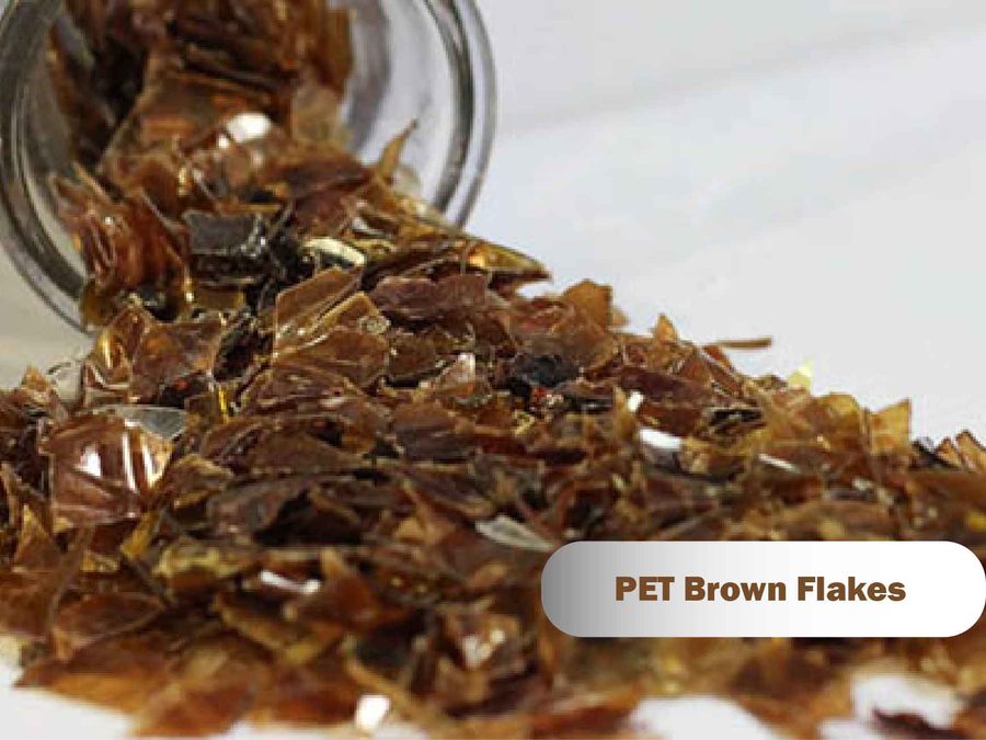 Brown hot washed PET flakes