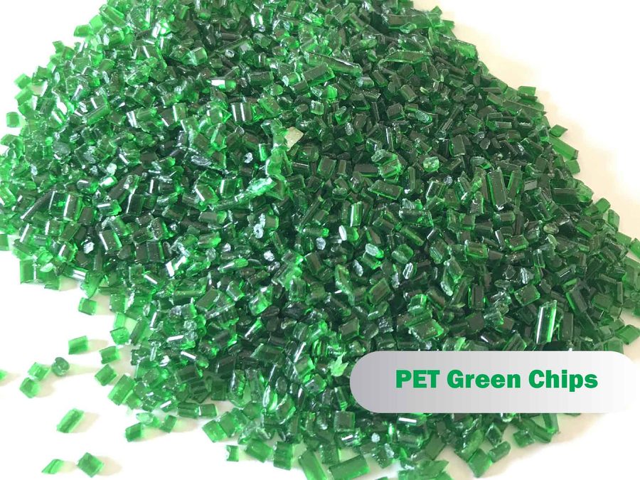 Green recycled PET granules